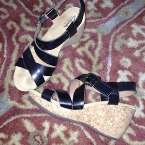 Clark's Harwich Cast Wedge Sandal, Black 7 1/2